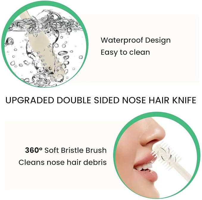 Nasal Hair Cutter – Double-Sided Manual Nose Hair Trimmer for Men & Women, Portable Razor & Remover, Safe Stainless Steel Nose Hair Knife for Travel & Daily Grooming (Light Blue, 3 pcs)
