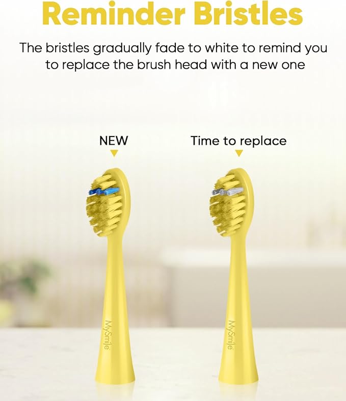 MySmile DY156 Electric Toothbrush for Adults, Rechargeable Sonic Battery Toothbrush Portable with 3 Brush Heads, 2 Mins 5 Modes Smart Timer, 45000VPM, One Charge for 60 Days - Yellow