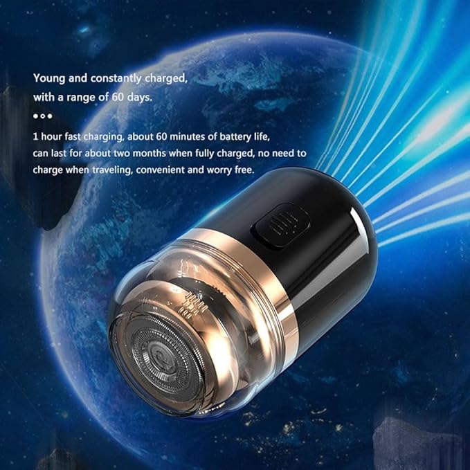 Mini Electric Travel Shaver for MenRechargeable Rotary Shaver WashablePocket Size Shaving Razor PortableClose Shave Beard Trimmer Wet & DryRotary Electrical Shave (Black)