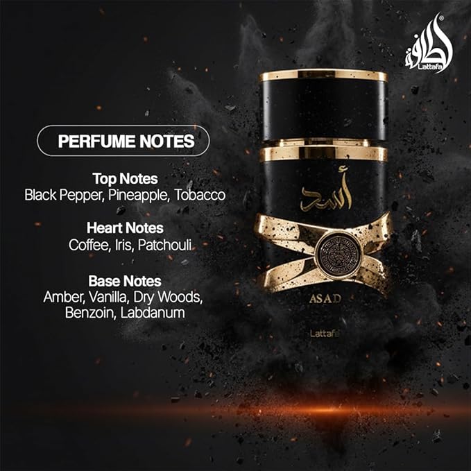 Lattafa Perfumes Asad for Unisex Eau de Parfum Spray, 3.4 Ounce