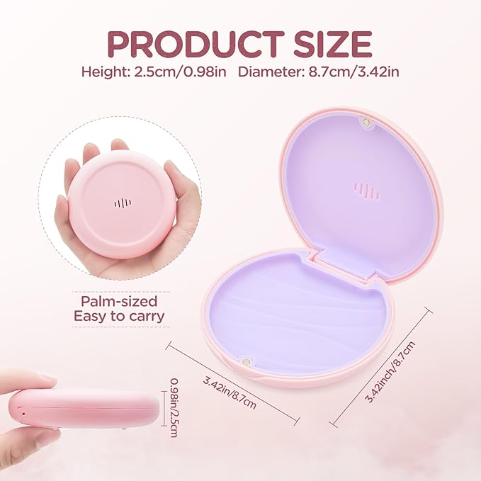 2 Pack Retainer Case Ultra-slim Aligner Case with Vent Holes Removable Inner Tray Silicone for Easy Cleaning (2Pack Pink Purple)