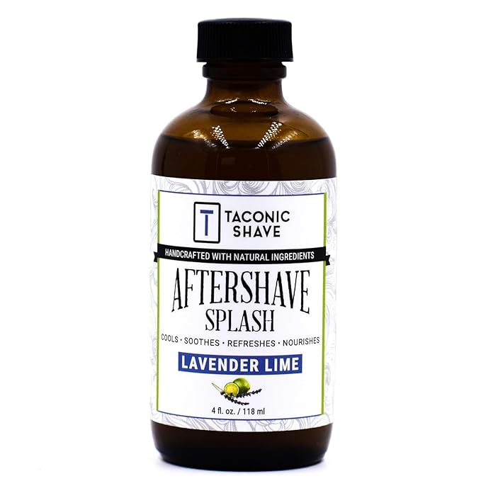 Taconic Shave Lavender Lime Aftershave Splash – Calming Citrus Herbal After Shave for Men – Alcohol-Free, Natural Skin Soother – 4 oz USA Made