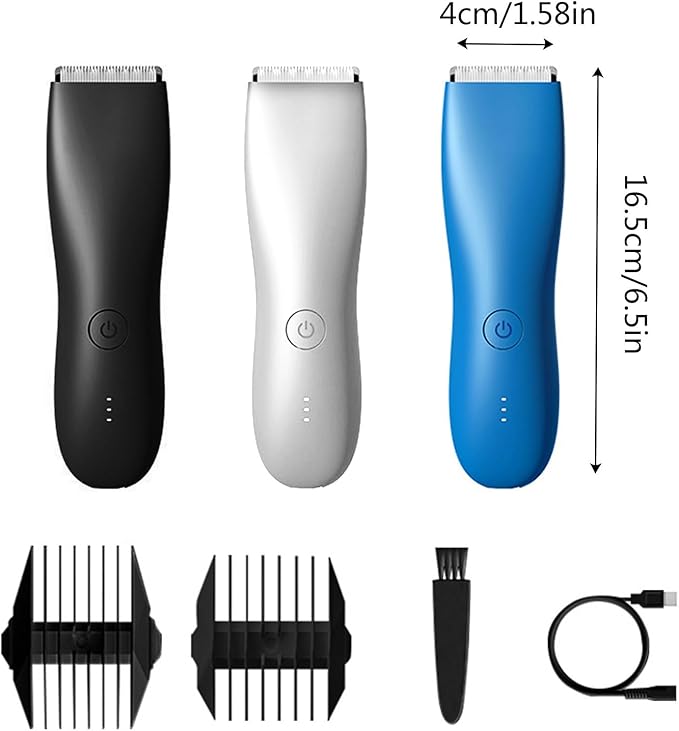 Electric Groin & Body Hair Trimmer for Men Waterproof Pubic Hair Trimmer for Men Rechargeable Groomer Trimmer Shaver