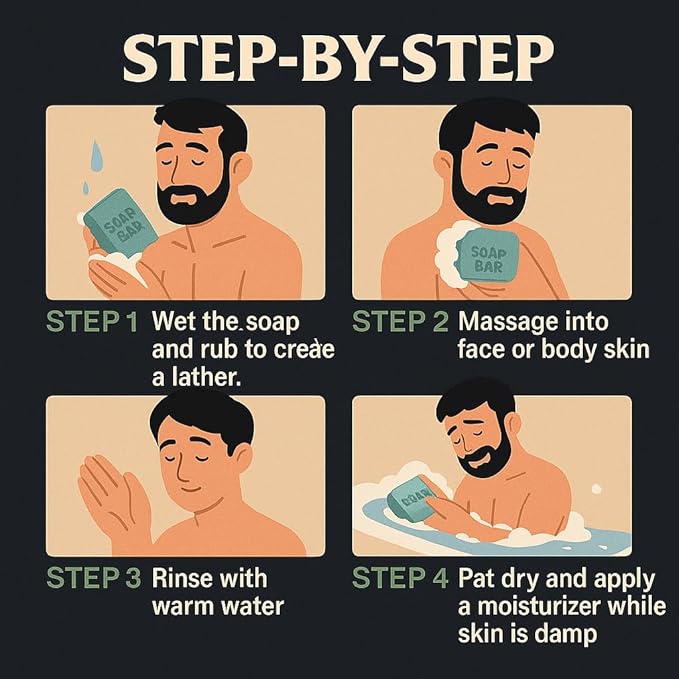 Natural Soap for Men, Soap Bar with Essential Oils, Cold Pressed Bar Soap for Men, Nourishing Mens Bar Soap (Seasalt)