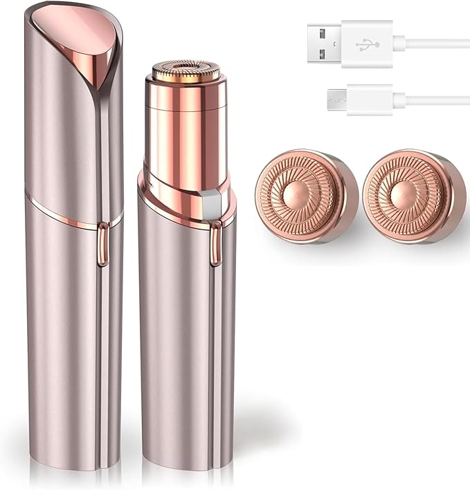 Facial Hair Removal for Women, Electric Rechargeable Painless Hair Remover for Face, Upper Lips, Chin, Peach Fuzz, with LED Light