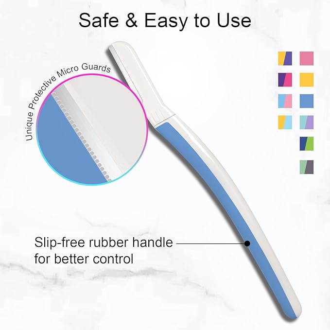 Dermaplane Razor, Face Razors for Women, Dermaplaning Tool, 1 Reusable Handle with 19 Microblades for Face, Gentle Exfoliation & Facial Peach Fuzz Removal for Smoother Skin, Aegean Frost