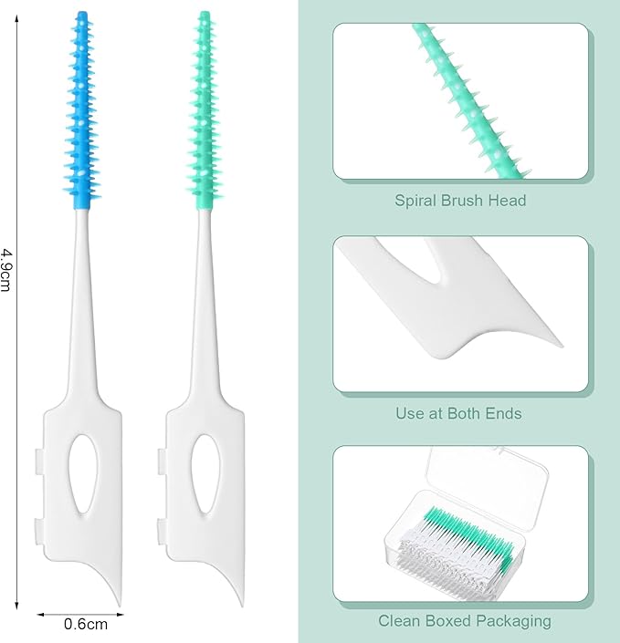 600 Pcs Dual-use Soft Interdental Brushes Disposable Picks for Teeth Dental Floss Picks with Case Dental Braces Brush for Teeth Cleaning and Health