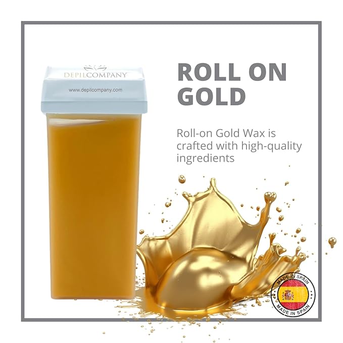 Depilcompany Roll on Gold Wax Cartridge, Hair removal for Women-men, Painless, Sensitive skin, With Titanium Dioxide, At Home Seft Waxing, Not include Wax Warmer and Strips, 110ml / 3.72oz (10 PACK)