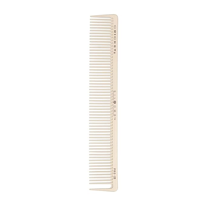 Cricket Silkomb Pro-25 Multi Purpose Hair Cutting Comb - Silicone-Injected, Seamless Teeth with Dual Tooth Pattern for Precision Cutting, Styling, Ideal for All Hair Types