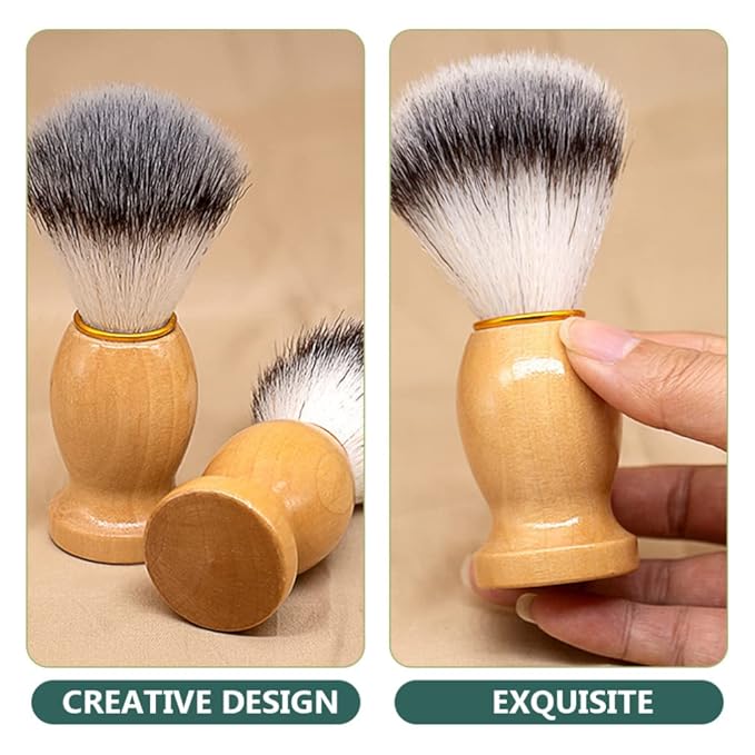 ABOOFAN 2pcs Shaving Brushes for Men with Wood Handle Beard Hair Salon Brush