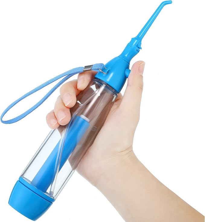 Water Dental Flosser for Teeth Oral Irrigator Water Teeth Cleaner Non Electric Portable Affordable Oral Irrigator Cordless Manual Air Pressure Simple Operation for Home and Travel