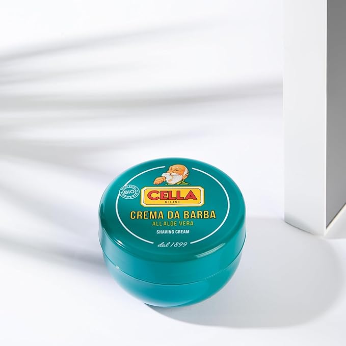 Cella Milano Aloe Vera Shaving Cream Soap, 150 g – Dense, Luxurious Lather with Razor-Glide Protection, Made in Italy Since 1899”
