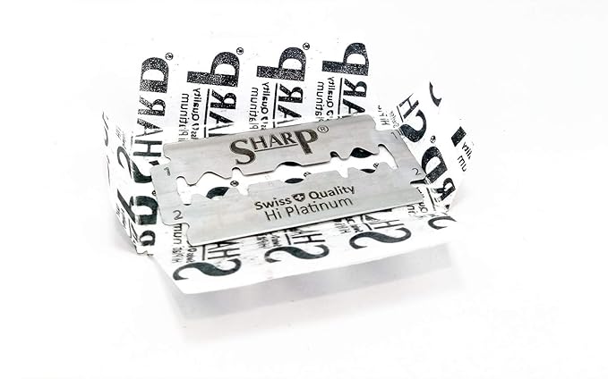100 Sharp Hi Platinum Double Edge Razor Blades For Safety Razor - Men´s Safety Razor Blades For Shaving For Men For A Smooth And Clean Shave (1 Year Supply)