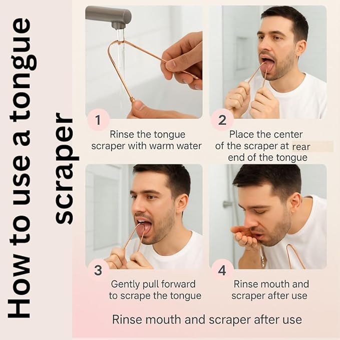 ALADEAN Copper Tongue Cleaner with Case, Pack of 3, Tongue Scraper for Adults, Oral Care & Hygiene (3pc Pack)