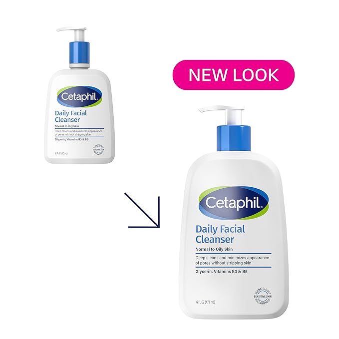 Cetaphil Face Wash, Daily Facial Cleanser for Sensitive, Combination to Oily Skin, NEW 16 oz 2 Pack, Gentle Foaming, Soap Free, Hypoallergenic