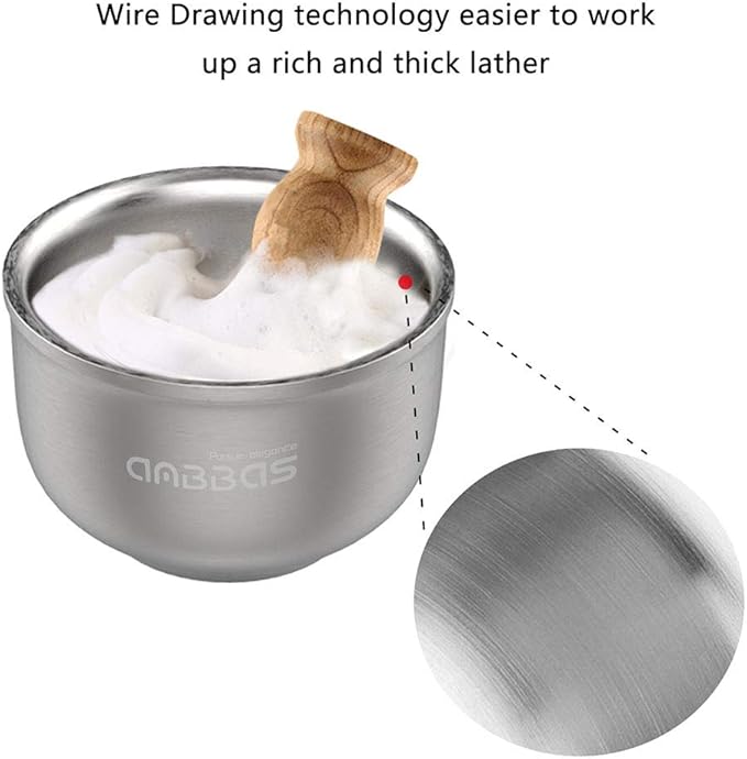 Anbbas Shaving Soap Bowl,3 Layers Food-Grade 304 Stainless Steel Shaving Cream Mug Cup for Brush Men Close Shave(Dia: 4.1 inches)