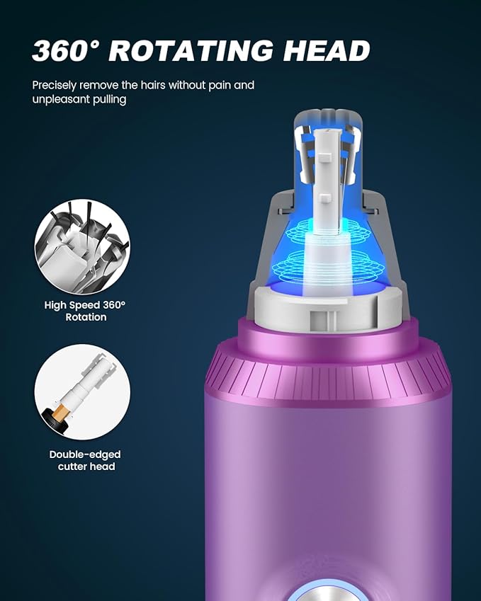 Ear and Nose Hair Trimmer for Men, 2025 Professional Painless USB Rechargeable Eyebrow & Facial Hair Trimmer, 13,000 RPM Precision Tool with Powerful Motor and Dual-Edge Blades, IPX7 Waterproof
