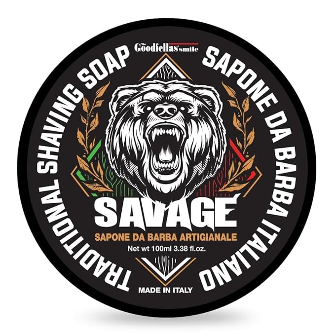 The Goodfellas' Smile, SAVAGE (Bergamot & Lemon), Luxury Italian Shaving Soap, Formulated for Use with A Shaving Brush, Made in Italy