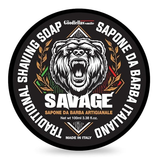 The Goodfellas' Smile, SAVAGE (Bergamot & Lemon), Luxury Italian Shaving Soap, Formulated for Use with A Shaving Brush, Made in Italy