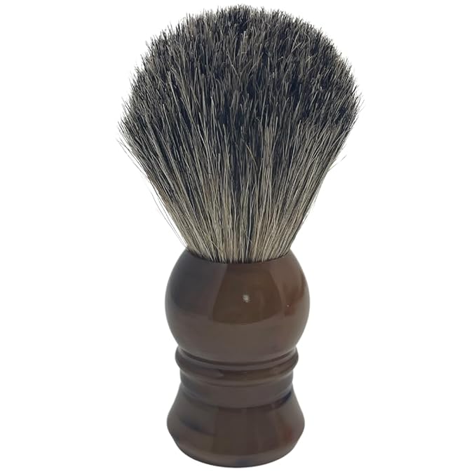 G.B.S Pure Badger Bristle Horn Shaving Brush, use with any Soap Cream All Razors, Effortless Glide Resin