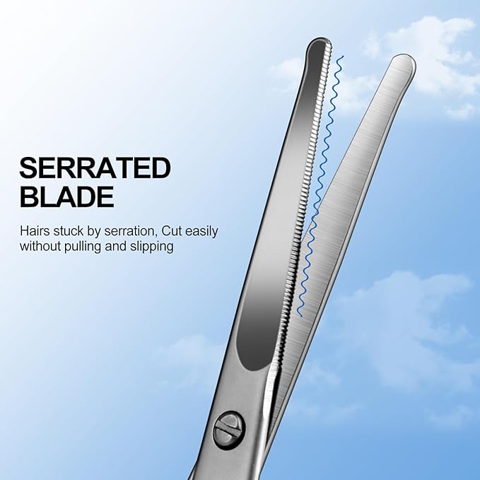 4.1inch round-headed stainless steel small scissors, suitable for trimming facial hair, nose hair, eyebrows, eyelashes, beards, personal care and salon beauty salons (matte silver)