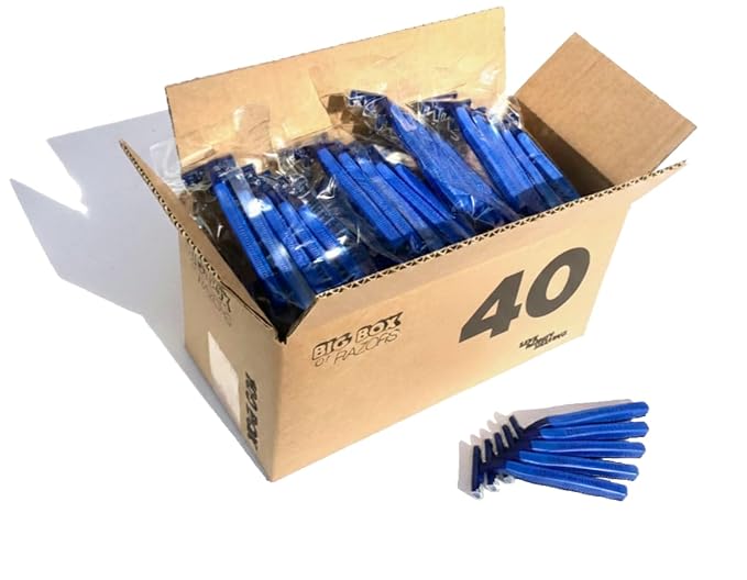 40 Box of Razor Blades Premium Disposable Stainless Steel Hospitality Quality Shavers High End Twin Blade Razors for Men and Women with Aloe Vera Lubrication Strip