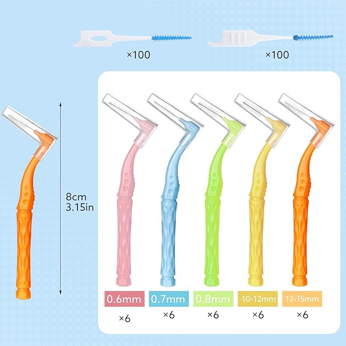 230 PCS Braces Brush, interdental Brushes Between Teeth Soft Dental Floss Picks Toothpicks Dental Brush Braces Flossers for Braces Cleaning Kit Tooth Cleaner Tool with case(Bright Colors)