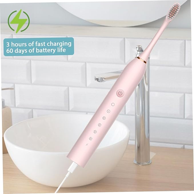 Electric Toothbrushes Adults Rechargeable Toothbrush with 4 Brush Heads and 6 Cleaning Modes Low Noise Waterproof Whiten Toothbrush Smart Timer Longer Life for Women Men Gift Style1 Rechargeable