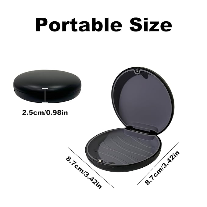 2PCS Retainer Case Compatible with Invisalign,Cute Slim Aligner Case,Customized Magnetic Closure Orthodontic Retainer Cases (2 Pack Black+ Dark Grey Silicone)