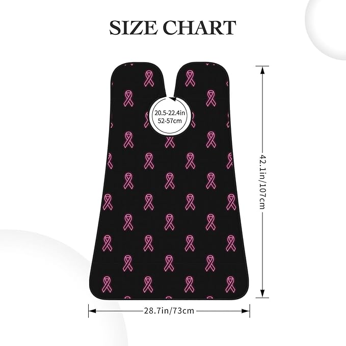 Beard Trimming Catcher Apron, Waterproof Non-Stick Grooming Bib for Shaving, Ideal for Men Dad Father’s Day, Neon Pink Ribbon Breast Cancer Awareness Shave Bib