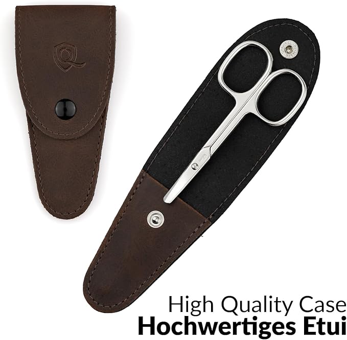 marQus Solingen Round-Tip Nail Scissors (curved) – Premium German Steel for Safe Manicures & Pedicures, Protective Case Included, Also Great for Babies