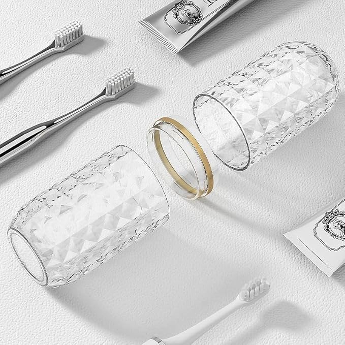 Travel Toothbrush Holder Large Travel Toothbrush Cup, Clear and Bright, Comfortable to Hold, Travel Toothpaste Container for Business Trip School Camping Bathroom(Clear)
