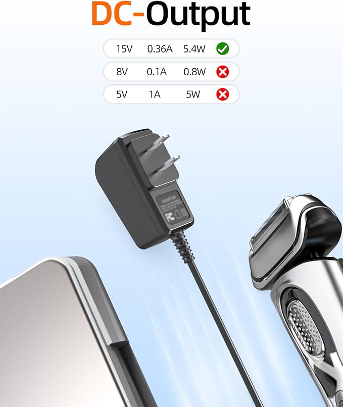 15V Power Cord Fit for Philips Norelco HQ8505 Series 3000 5000 6000 7000 9000 Shaver Charger Supply AC Adapter