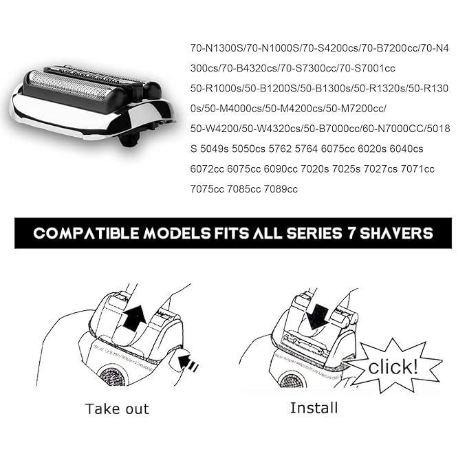 Series 7-73S Replacement Shaver heads Compatible with Braun 73s Replacement Head,73S Foil & Blades for Braun Series 7 360 Electric Razor 7075cc 5764 7020s 7025s 7085cc 7027cs 7071cc