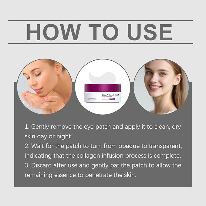 Eye Patches Masks, Calcium Volume Eye Patches For Under Eye Puffiness, Collagen Deep Hydrating Eye Treatment For Men & Women(60 Patches) (2)