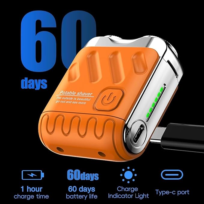 R-12 Luggage Electric Shaver, Beard Shaver Mini and Portable Suitcase Design, Electric Mini Razor Portable Electrics Shavers, USB Rechargeable One-Button Long Lasting for Home Travel (Orange)