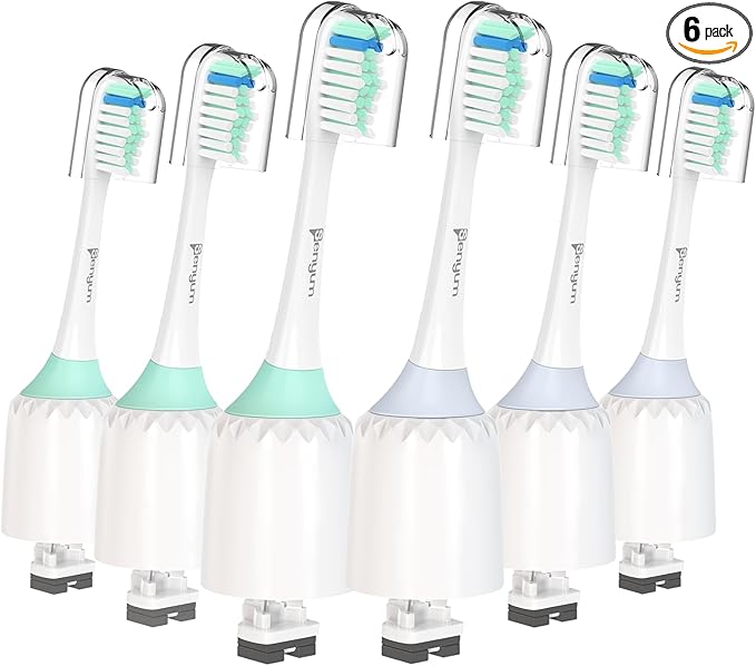 Toothbrush Heads for Philips Sonicare Replacement Heads E-Series, Essence, Xtreme, Elite, Advance and CleanCare Screw-On Electric Handles, Brush Heads for Philip Sonic Care, 6 Pack