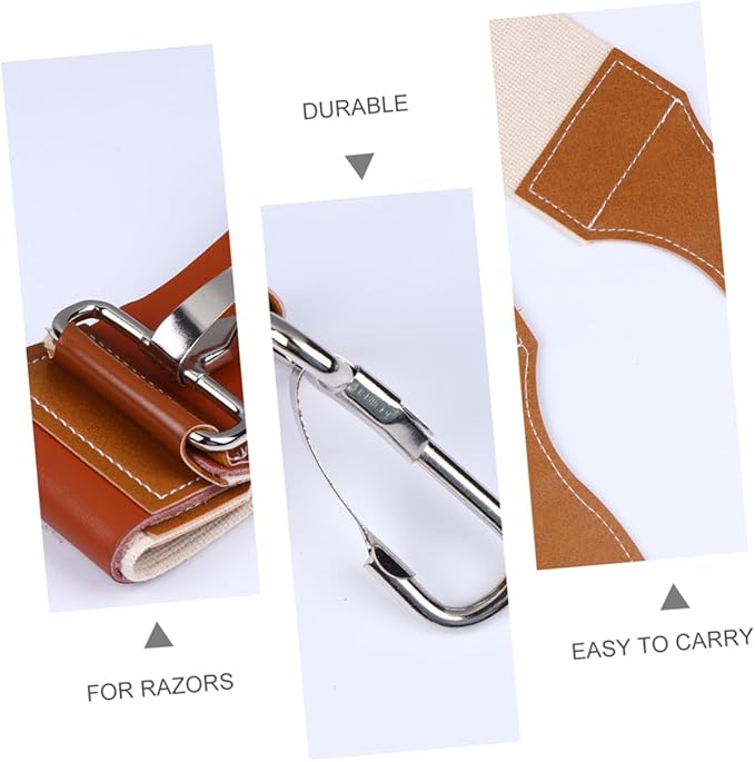 NOLITOY Leather and Canvas Razor Strop Durable Double-layer Sharpening Strap for Smooth Shaving Blades for Barbers and Home Use Hanging Buckle