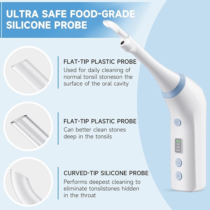 Electronic Tonsil Stone Remover with Camera, Tonsil Stone Removal Kit, 3 Suction Levels, Tonsil Stone Vacuum, Oral Care for Mouth Health, USB Rechargeable