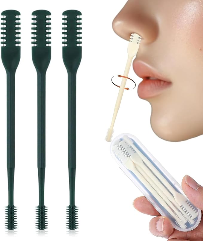 360° Nostril Hair Remover Tool,Portable Nose Hair Trimmer for Men Women,2-in-1 Nasal Hair Cutter,Upgrade Double Sided Nose Knife. (Dark Green, 3 Pcs)