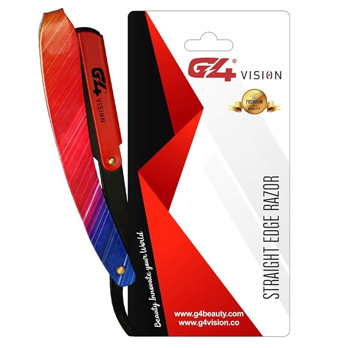 G4 Stainless Steel Straight Edge Barber Shaving Razor Blade for Close Shaving Men Replaceable Blades (Rainbow)