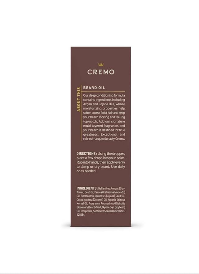 Cremo Beard Oil, Revitalizing Casked Vanilla, 1 fl oz - Restore Natural Moisture and Soften Your Beard To Help Relieve Beard Itch
