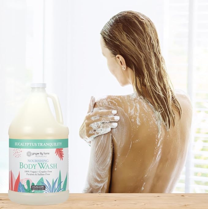 Ginger Lily Farms Botanicals Nourishing Body Wash, Eucalyptus Tranquility, 100% Vegan & Cruelty-Free, 1 Gallon (128 fl oz) Refill