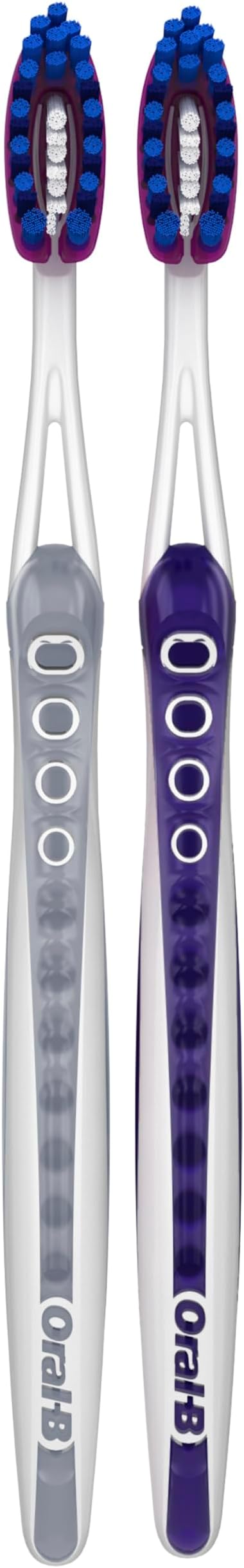 Oral-B 3D White Deep Stain Remover toothbrushes, 2 count toothbrush MEDIUM, Removes 90% of surface stains, whitens teeth, deep reach, removes plaque and stains tooth brush