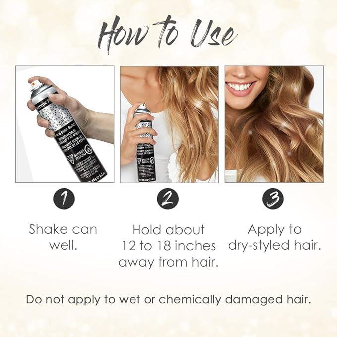 Jerome Russell Temporary Hair and Body Glitter Color Spray, Travel Spray, Lightweight, Adds Sparkly Shimmery Glow, Perfect to use On Hair, Skin, or Clothing, 2.2 oz - Glitter GOLD x 1 Pack