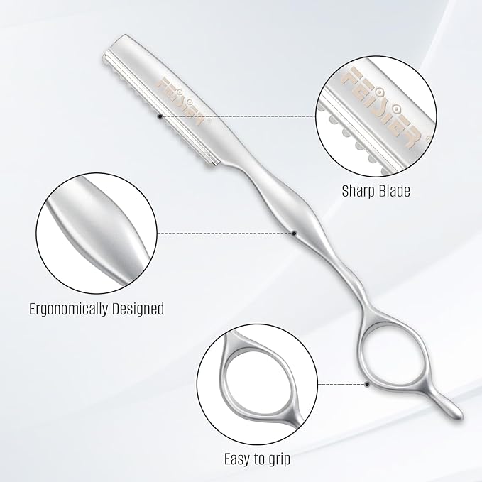 Stainless Steel Hair Thinning Styling Razors for Cutting Hair, Texturizing Cutting Razor for Salon and Home,10 PCS Sharp Blades Included