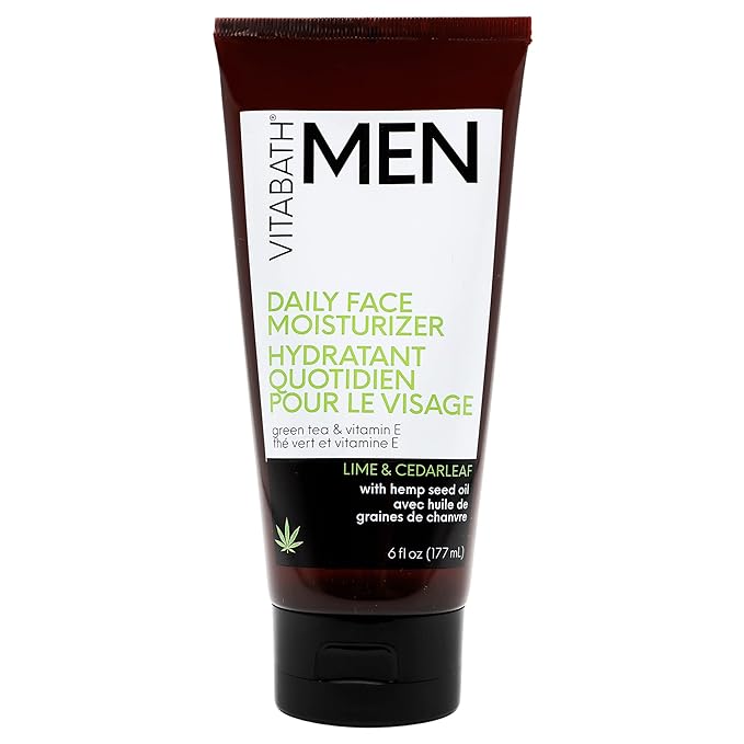 Vitabath Men's Reviving Face Cream Moisturizer - Hydrating Moisturizing Skincare for Him Helps Replenish Dry Skin & Reduce the Look of Wrinkles, Bags, Fine Lines - Lime & Cedarleaf - 6 fl oz