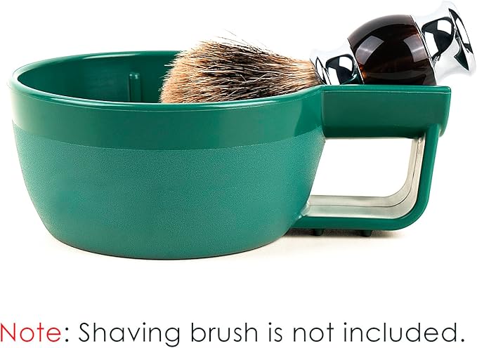 Linkidea Plastic Shaving Soap Bowl with Non-slip Handle, Wide Mouth, Large Capacity, Easier to Lather Ridges, Wet Razor Shave Cream Bowl for Men (Green)
