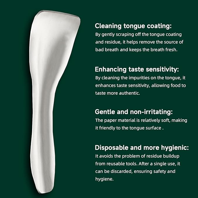 Dr. Emma Tongue Scraper, Disposable Tongue Cleaner for Adults, Paper Hygienic Scraper, Clean Tongue, Promote Fresh Breath, 60 Count (Pack of 1)