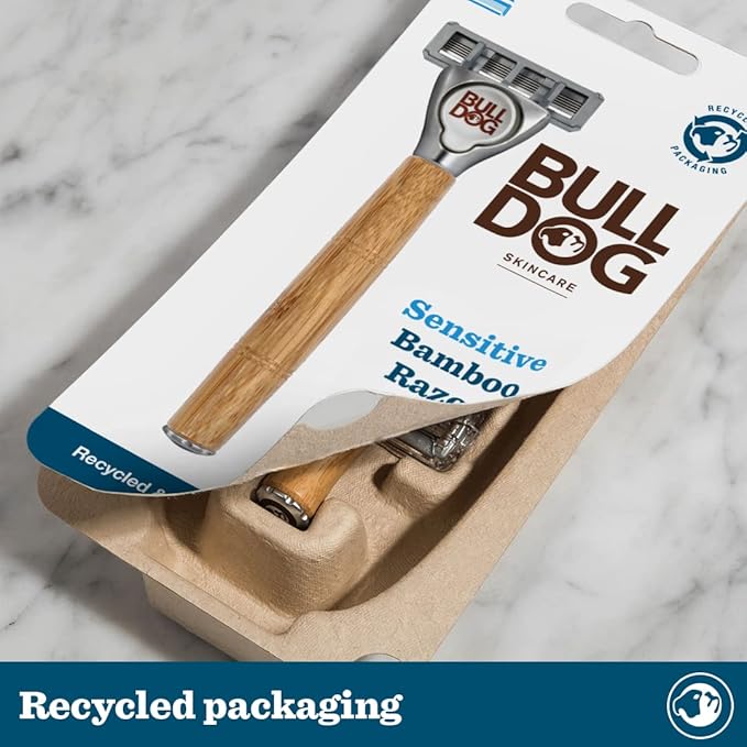 Bulldog Skincare - Sensitive Bamboo Razor Smooth Glide Razor Handle + 2 Blade Refills